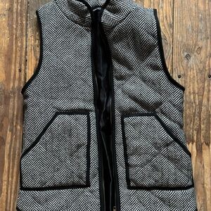 Women's Black and White Herringbone Vest